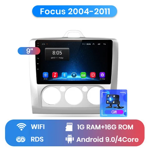 Junsun 2G+ 32G Android 8,1 для ford focus 2 Mk2 2004-2011 Авто 2 din Радио стерео плеер Bluetooth gps навигация нет 2din dvd - Цвет: WIFI (1GB 16GB)