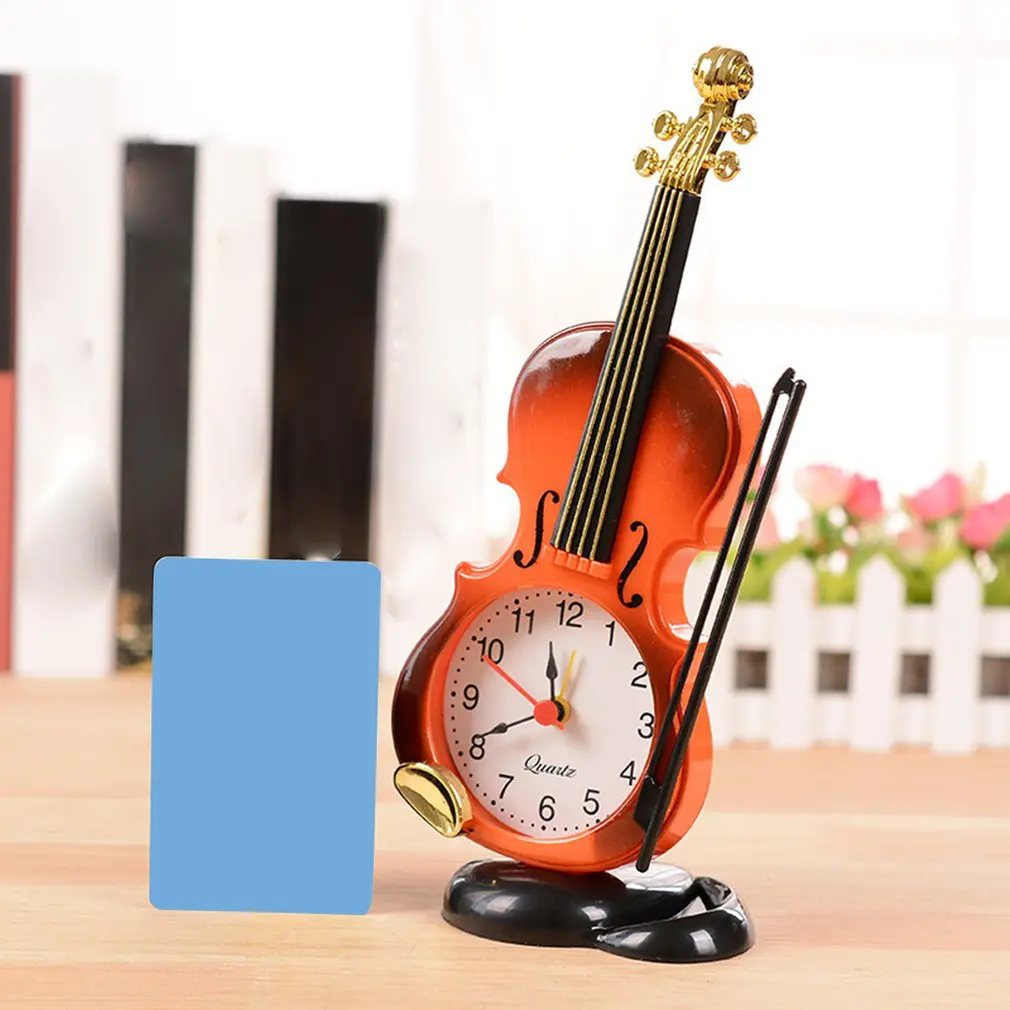 Винтажные уникальные скрипки древний будильник Домашняя электроника часы декор ручной работы настольные часы