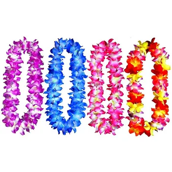 

1Pcs Floral Necklace Leis Hawaiian Leis Hula Dance Garland Artificial Flowers Neck Loop 4 Colors Favors Celebrations