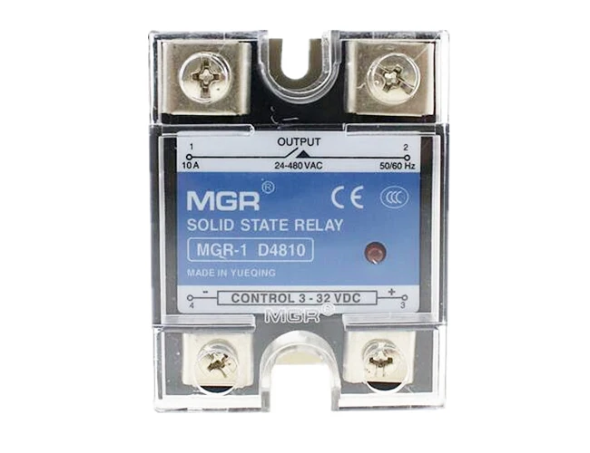 

10A/25A Single phase solid state relay SSR-10DA MGR-1 D4810 DC control AC 3-32VDC TO 24-480VAC With Protective Covers