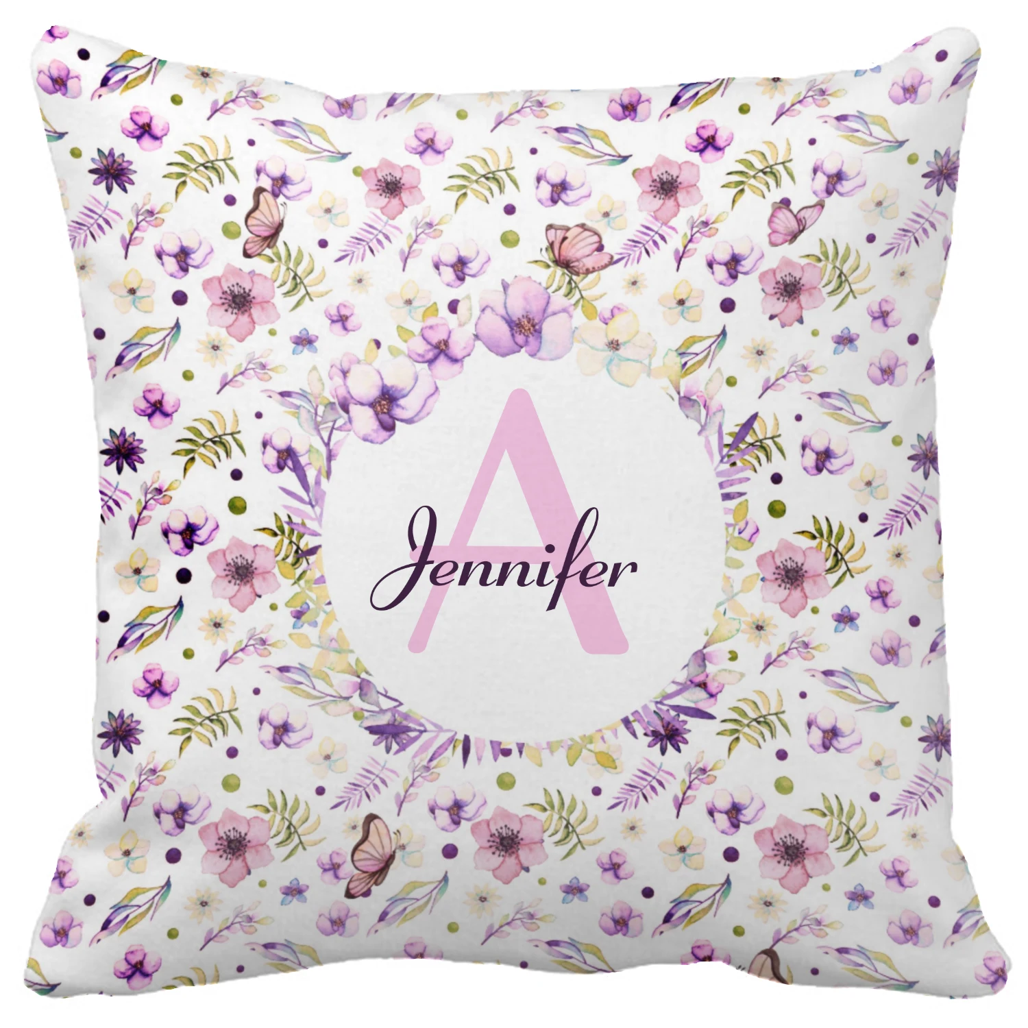 aguarela floral berço folha, cobertor, personalizado travesseiro