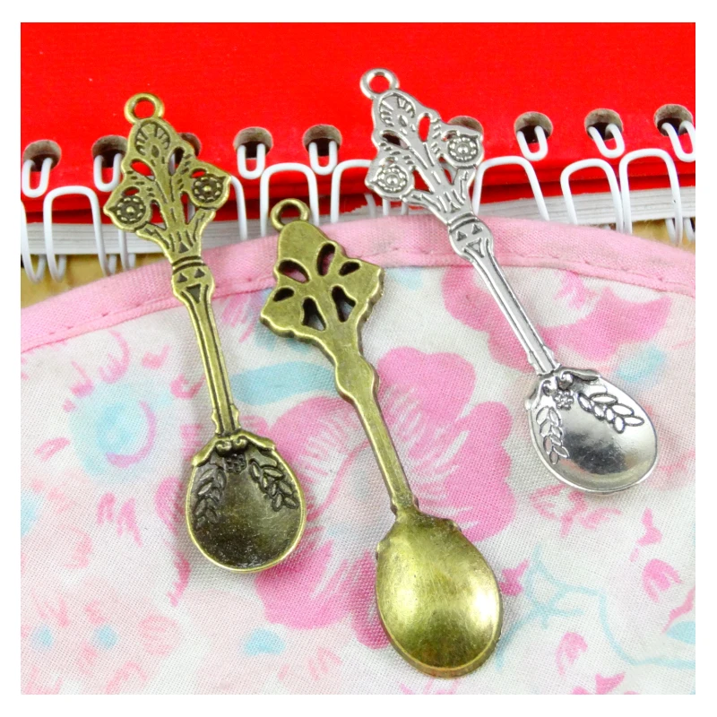 

20Pcs 15.5*62.2MM Bronze Color Antique Silver Plated Soup Ladle Diy Pendant Charms Jewelry Accessories