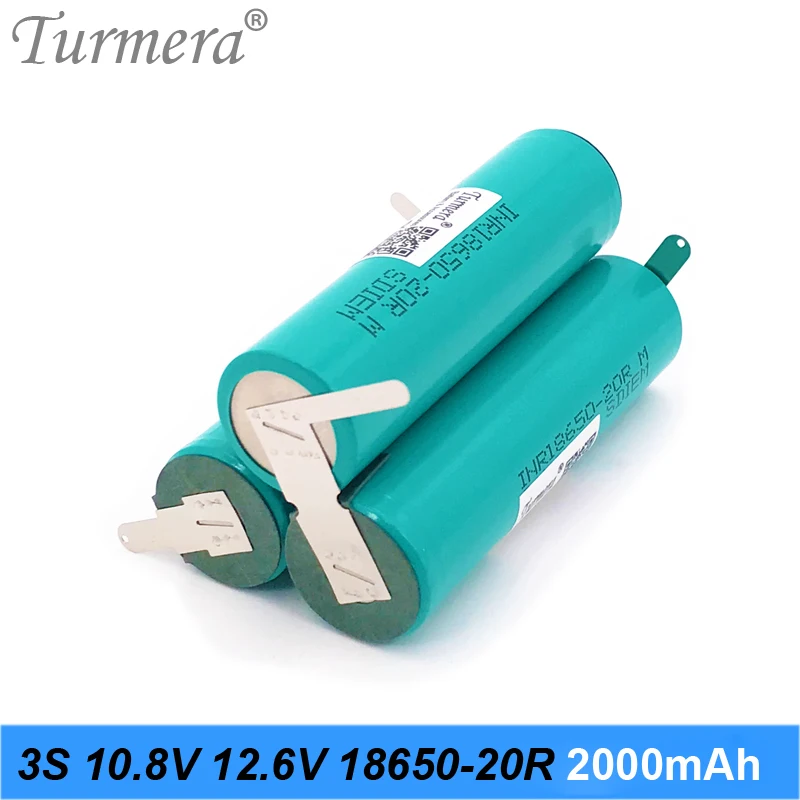 Turmera 3S 10.8V 12.6V INR18650-20RM 2000mAh 20A Battery Soldering Battery for Screwdriver Shrika and Vacuum Cleaner Use 003
