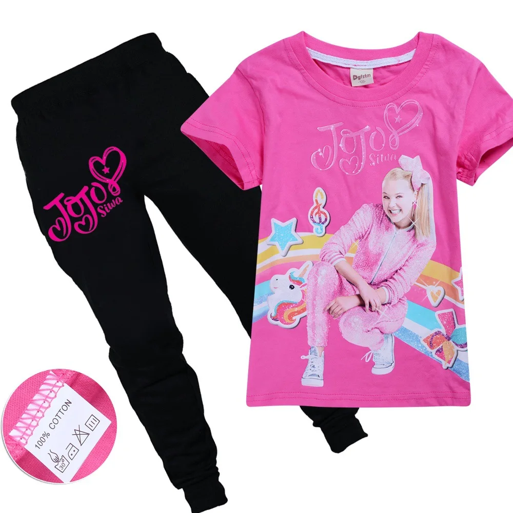 S8493 JOJO Siwa/Розовая Одежда для маленьких мальчиков, комплекты из футболки и шортов, футболки с коротким рукавом, Рождественская одежда для маленьких девочек - Цвет: S8493