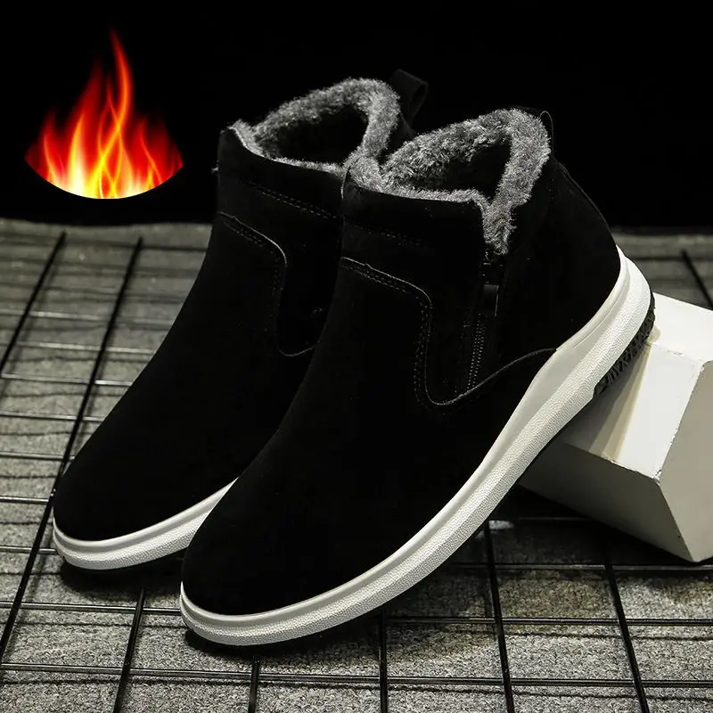 

Autumn & Winter MEN'S Casual Shoes Hight-top Leather Shoes Trend Martin Boots Mid-top Warm Short Boots Woolen Cotton Snow Boots