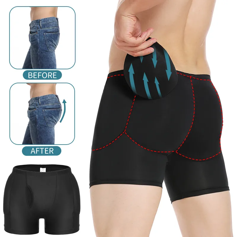 DDJX Mens Butt-Enhancing Padded Hip Enhancer Lifter Boxer Brief Buttocks Shapewear