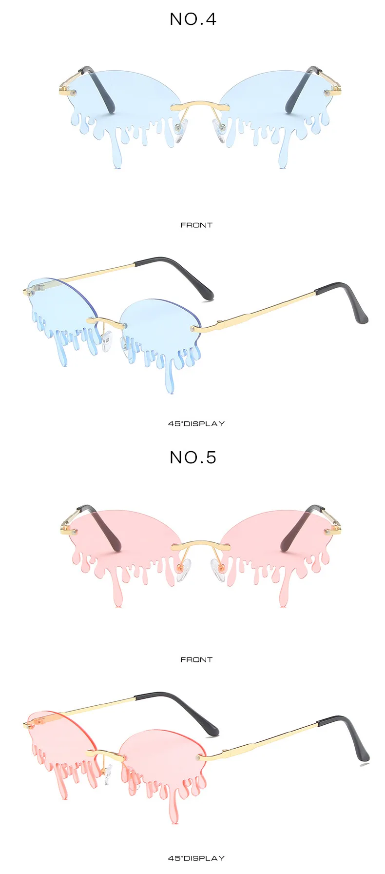 big square sunglasses 2021 Europe and the United States rimless tears sunglasses INS sunglasses trend exaggerated irregular runway sunglasses Women's Glasses