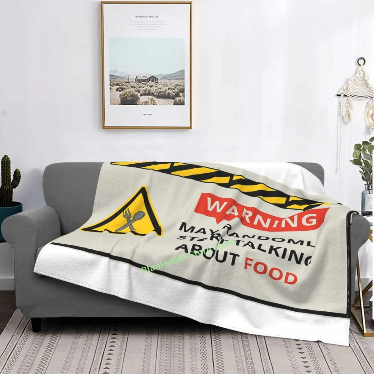 

Warning May Randomly Start Talking About Food Throw Blanket Sherpa Blanket 3D printed sofa bedroom decorative blanket children