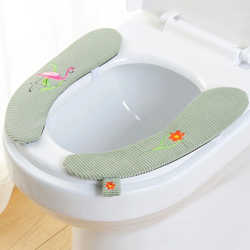 Короткий штапель+ ПУ крышка для сиденья унитаза мягкая WC вставка для унитаза подушка для сиденья моющаяся ванная комната теплая крышка сиденья накладка липкий коврик для сиденья