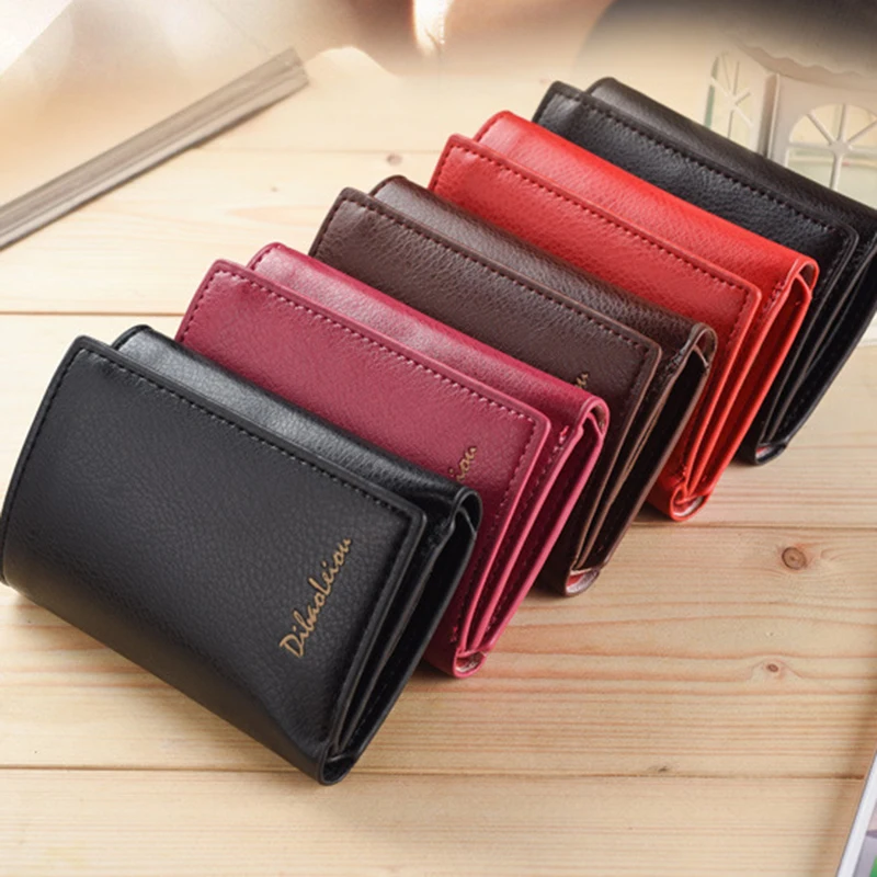 Кошелек из искусственной кожи для мужчин и женщин бумажники тройного сложения