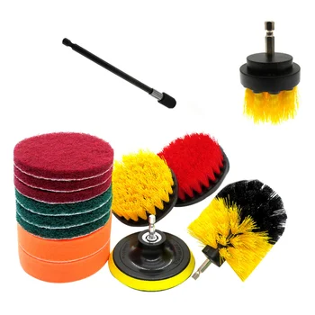 

14pcs Yellow and Red Electric Cleaning Brush Nylon PP Drill Cleaning Brush Attachments Multifunction Power Scrubber Brush Drill