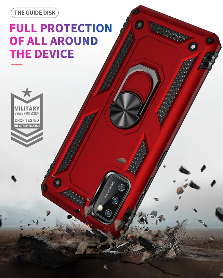 for Samsung Galaxy A41 Armor Shockproof Case for Samsung Galaxy A41 A 41 Military Drop Protective Car Holder Ring Case Cover silicone cover with s pen