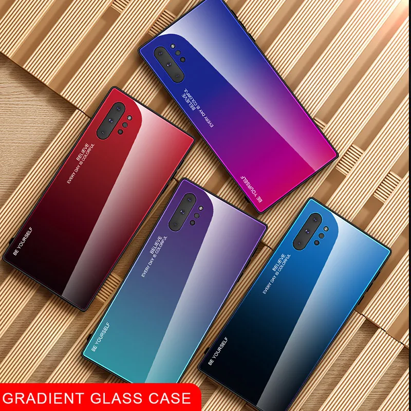 

Gradient Tempered Glass Cover Phone Case For Samsung Galaxy Note 10 Plus 8 9 S8 S9 S10 Plus A40 A50 A70 A7 A9 2018 Coque