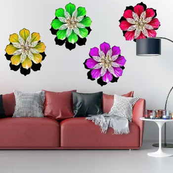 

Metal Flower Patio Garden Office Porch Sculptures Balcony Wall Art Indoor Outdoor Multiple Layer Craft Gift Hanging Decoration