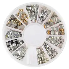 Профессиональный высококачественный; для маникюра 3d-украшения для ногтей колесо с золотыми и серебряными металлическими заклепками в 12 различных форм