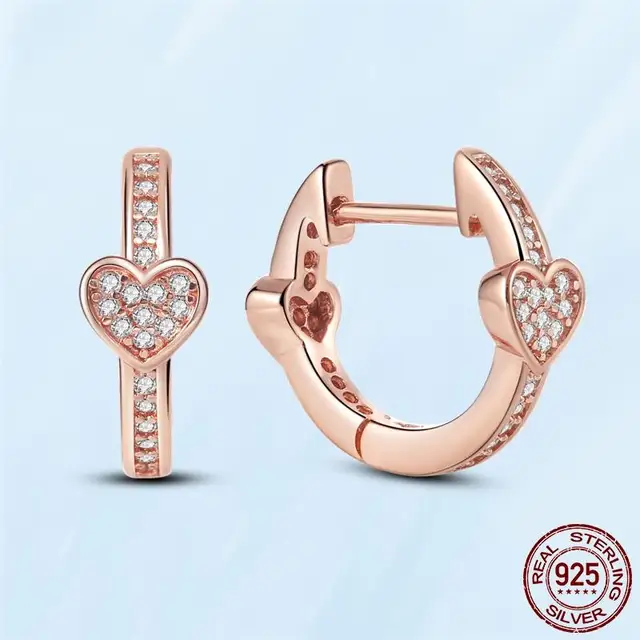 Silver Earrings Real 925 Sterling Silver Asymmetrical Heart Hoop Earrings for Women Fashion Silver Earring Jewelry Gift PAE038