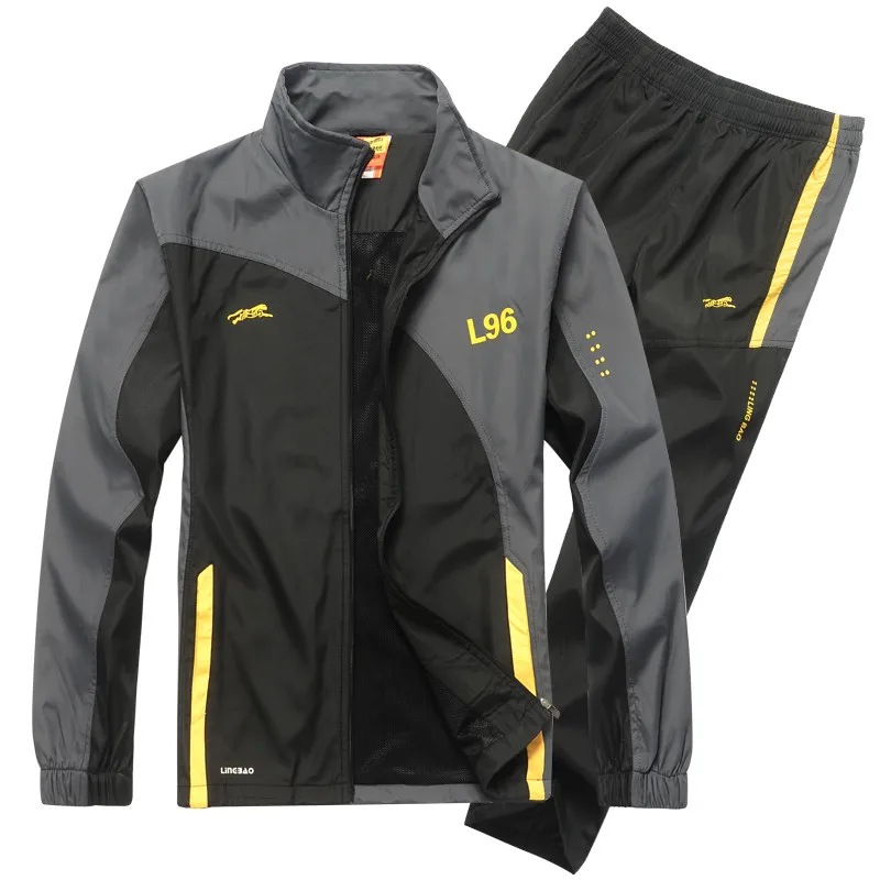 

Men Sets Tracksuit New Spring Summer Sportswear Suit Splice Sweatshirt Male Fashion Clothes Two Piece Set Zipper Jacket + Pants