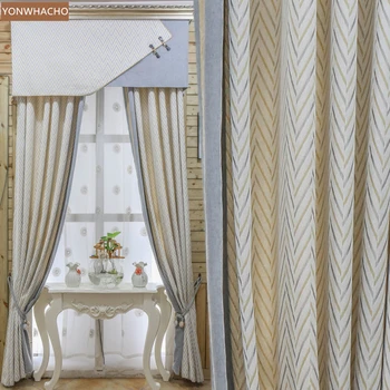 

Custom curtains luxury Nordic simple imitation cashmere chenille jacquard white cloth blackout curtain tulle valance drape B901