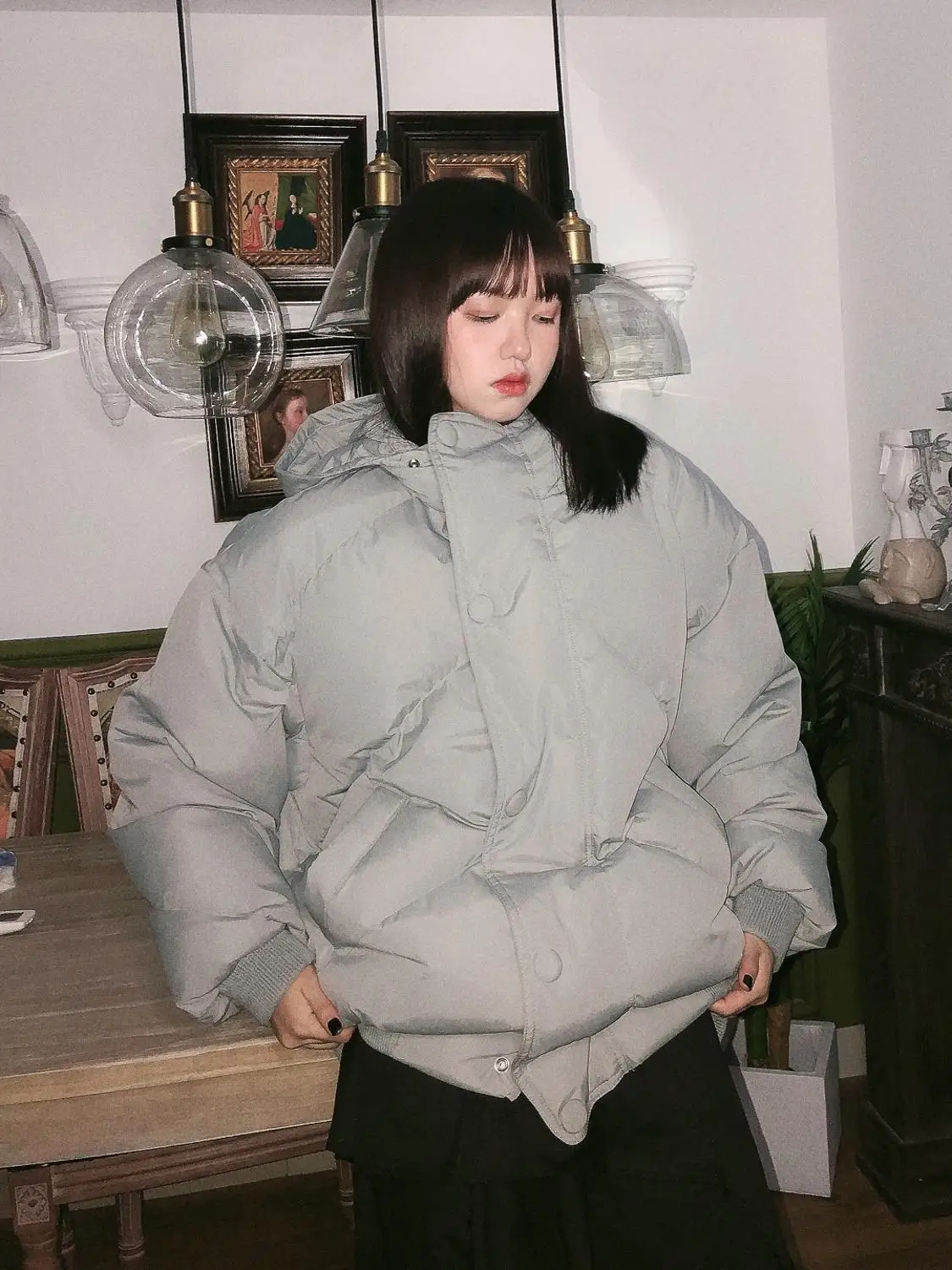 Jasmine сплошной цвет с капюшоном хлопок мягкий корейский Свободный новое зимнее пальто женские парки Пальто