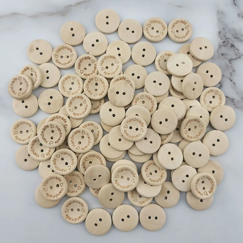 (100pcs mix) 2 Holes 20mm Size Wood Buttons For Craft Round Sewing Scrapbook DIY Home Decoration handmade | Дом и сад