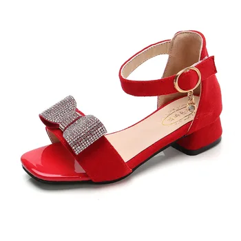 

Fashion Princess Rhinestones Bow Kids Summer Little Girls Sandals Children High Heals Shoes Size 3 4 5 6 7 8 9 10 11 12 13 Years