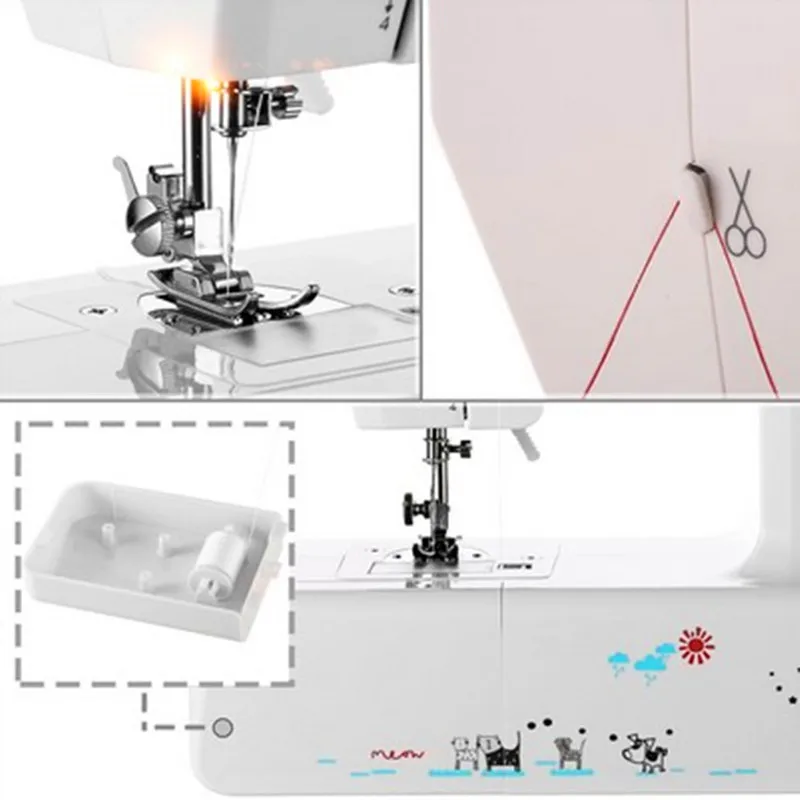 1602 бытовая швейная машина электрическая многофункциональная Толстая с лампой швейная машина с видами стежков DC сила ножной педали