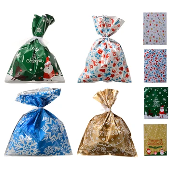 

30pcs/lot Christmas Gift Bags Sacks Reusable Wrap Candy Biscuits Present Gift Party Bags Candies Chocolates Packing Bags