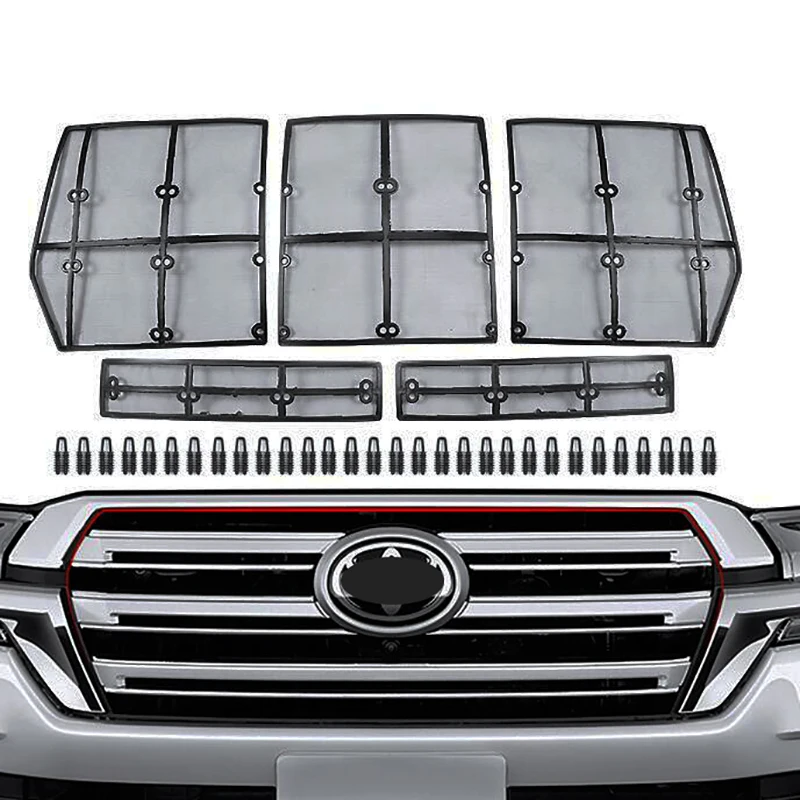 

Accessories For Toyota Land Cruiser 200 FJ200 2016 2017 2018 2019 2020 Car Insect Screening Mesh Front Grille Insert Net 5PCS