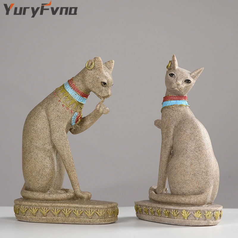 Yuryfvna Egyptien Dieu Chat Figurine Gres Bastet Statue Chat Ancienne Egypte Artisanat Naturel Sculpture Maison Bureau Decoration Aliexpress