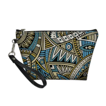 

THIKIN Fashion Women Mini Makeup Bag Muti-color Polynesian Hawaii Nation Pattern PU Ladies Beatuty Cosmetic Bags&Case Neceser