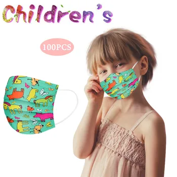 

Children's Mask Disposable Face Mask 3 Ply Ear Loop 100PC Windproof Anti-spitting Protective Washable Mask#3