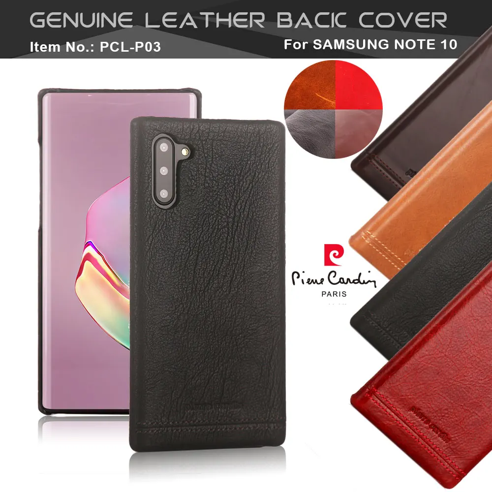 

Pierre Cardin For Samsung Galaxy Note 10 Plus 5G Vintage Genuine Leather Phone Case For Samsung Note10 5G Hard Back Cover Case