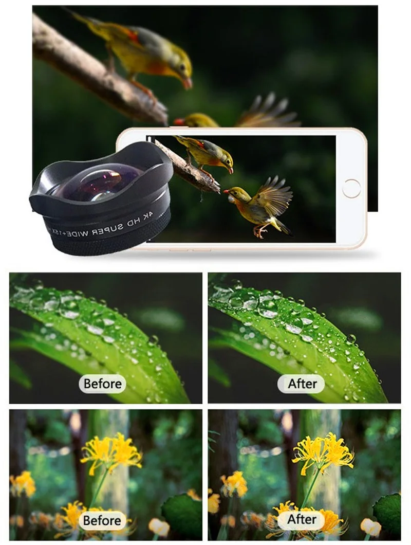 13 мм супер широкий угол 15X макрообъектив для телефона наборы профессиональный HD 4K камера Сотовый телефон Объективы для iPhone Xs Max X 8 7 plus huawei
