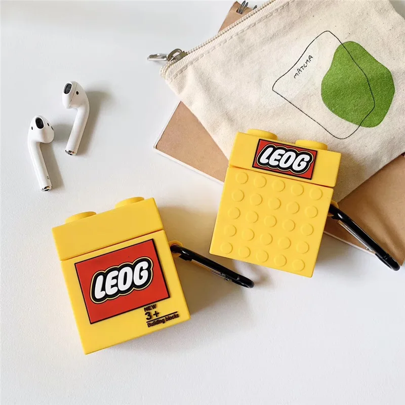 

Case For Apple Airpods 1/2 Cute Cartoon Building Blocks Toy Brick Box Headphone Silicone Protection Earphone Cover Accessories