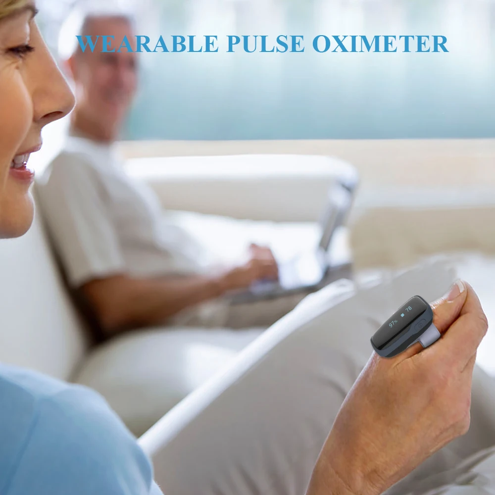  Wireless Bluetooth Pulse Oximeter with Audio Alert on Device & Smartphone APP Wearable Oxygen Heart