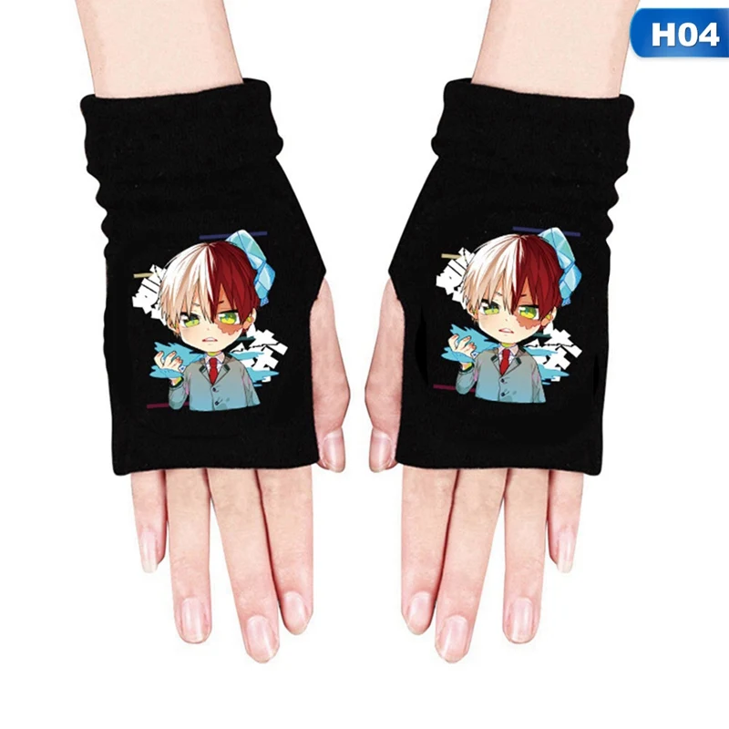 GLV0639H04 Аниме Boku No Hero Academy перчатки My Hero Academy осенние зимние теплые вязаные перчатки унисекс варежки на пол пальца - Цвет: GLV0639H04