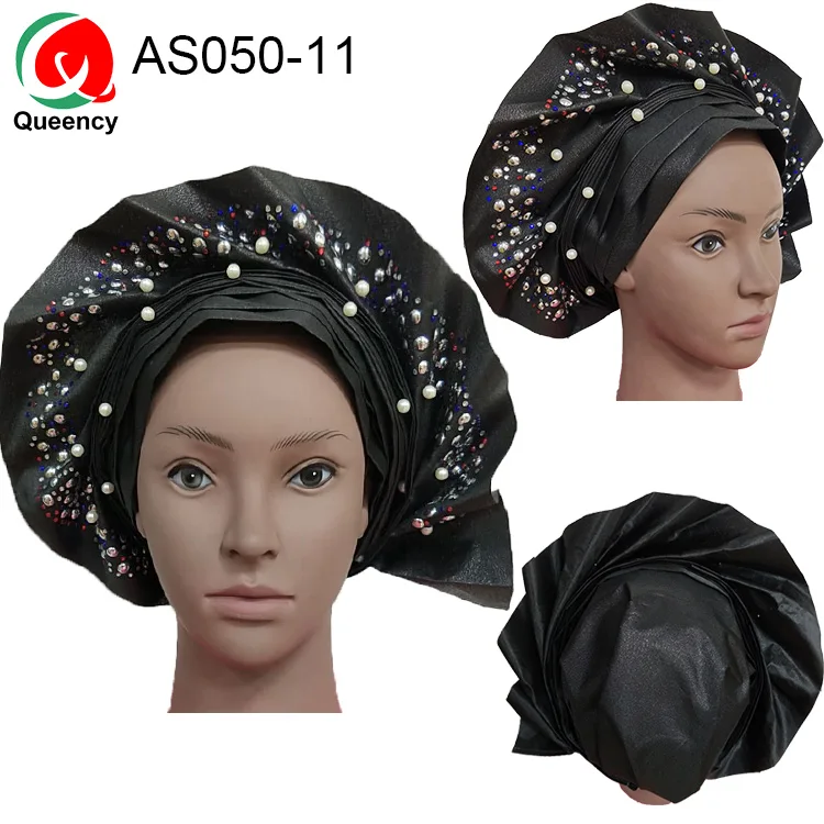 AS050 DHL-Good quality sego already made beads headtie nigeria women handmade auto hele with stones and beads for wedding