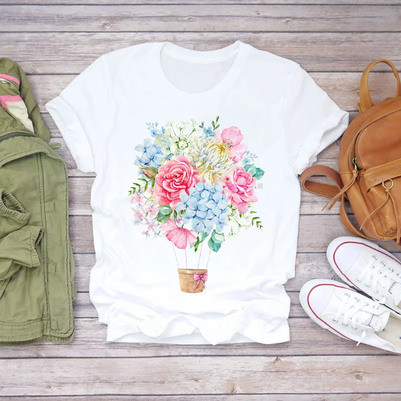 Women 2020 Summer Short Sleeve Floral Flower Fashion Lady T shirts Top T Shirt Ladies Womens Graphic Female Tee T Shirt