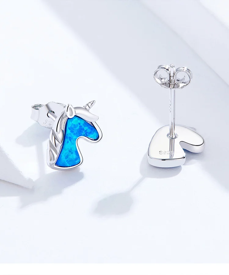 925 Sterling Silver Unicorn Charming Earrings