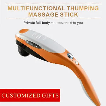 

Electric Handheld Massager Hammer Vibrating Double Head Neck Back Body Cervical Vertebra Relax Stick Roller With 5 Massage Heads