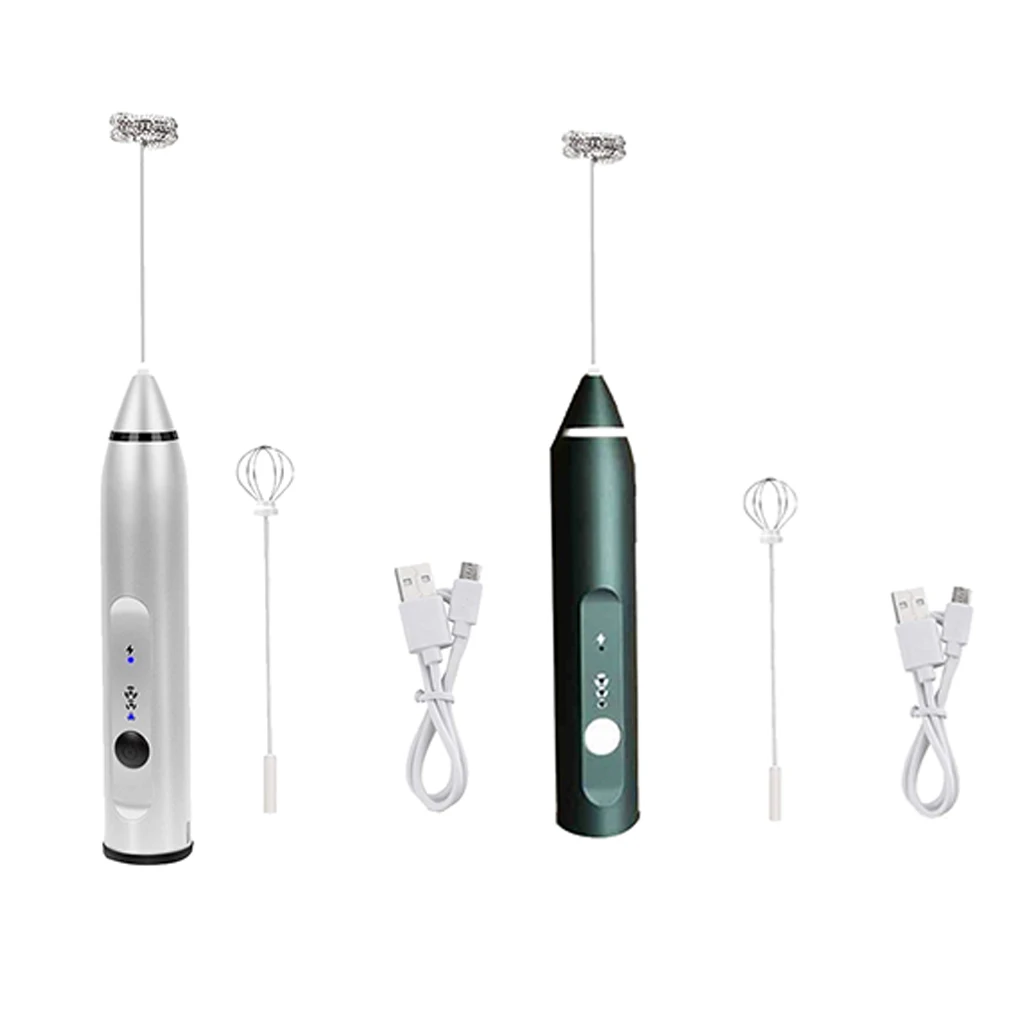 2Set(Silver &Black) Handheld Electric Milk Frother with Eggbeater Electric Foam Maker For Coffee, Lattes, Cappuccino, Hot