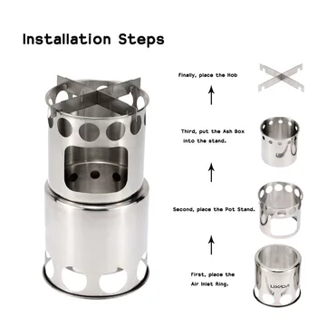 

Outdoor cookware kit hiking camping set pot wood stove set with cutlery pot stove outdoor equipment