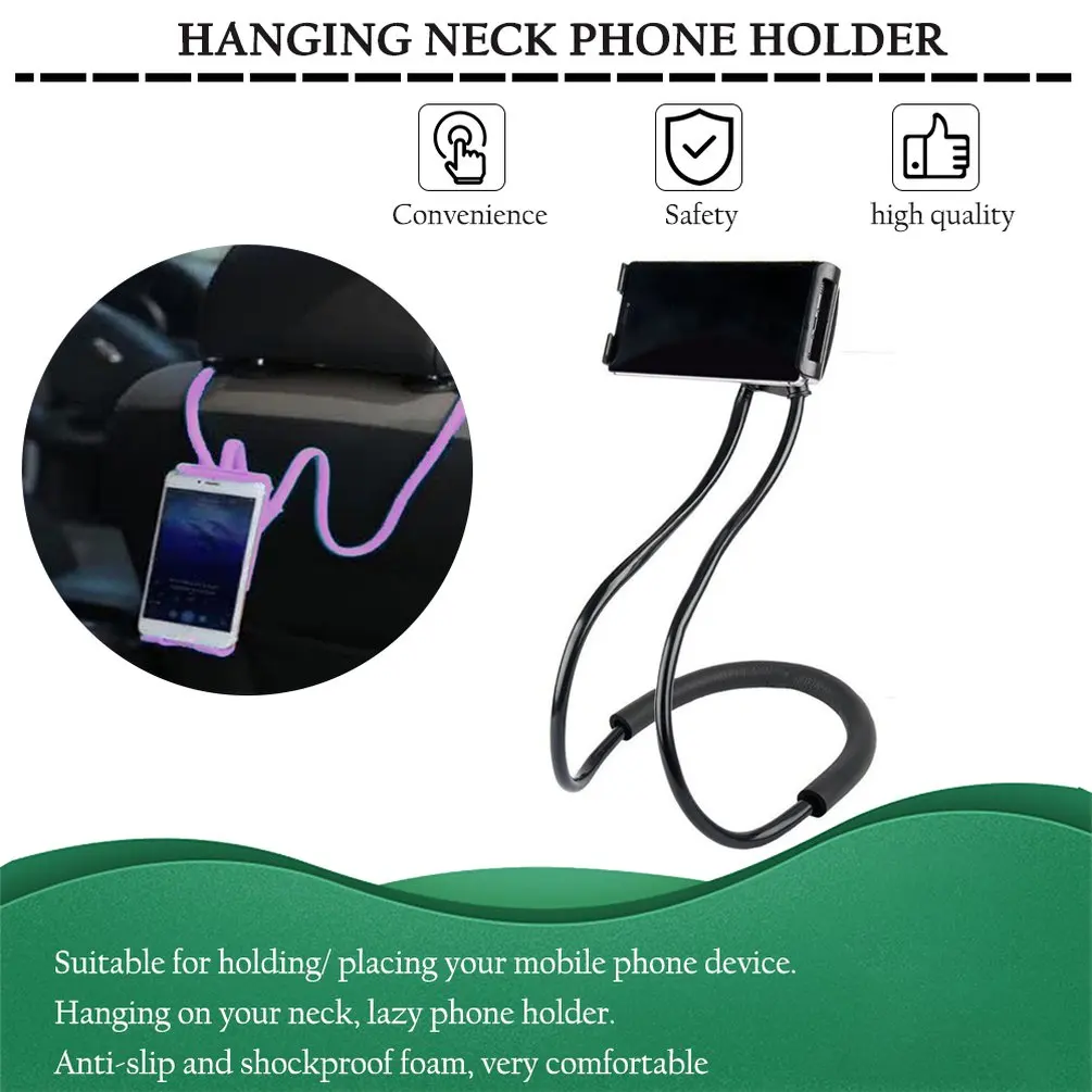 car dashboard phone holder Mobile Phone Holder Hanging Neck Lazy Cellphone Mount Accessories Adjustable 360 Degree Phones Holder Stand for iPhone Huawei wooden mobile stand