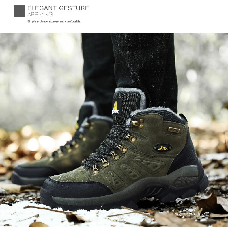 Зимние горные походные ботинки для мужчин и женщин, водонепроницаемые уличные кроссовки с теплым плюшем, мужские ботинки для прогулок, горный туризм Охота обувь