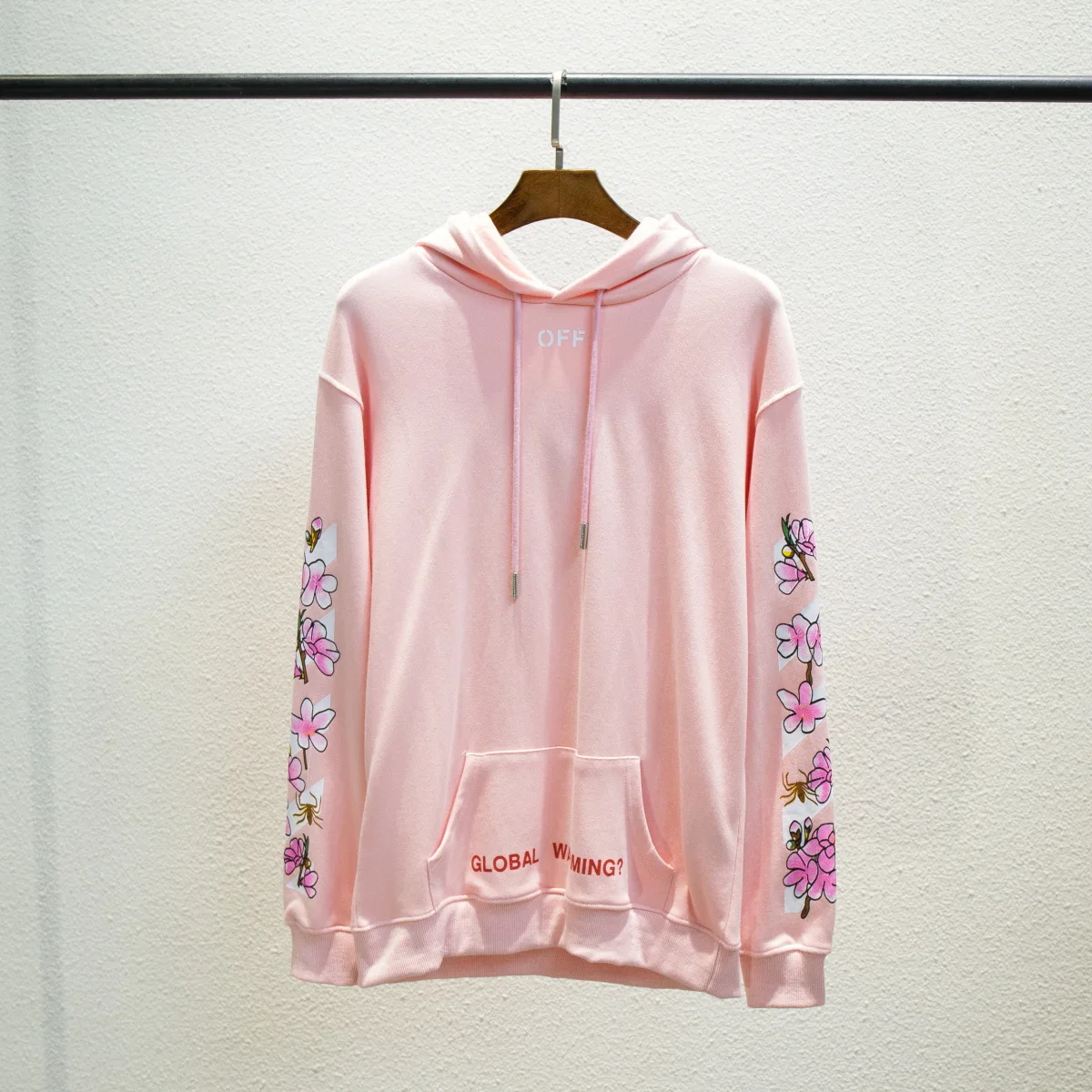 Классический 18SS Белый Розовый Вишневый цвет тренд Хлопок Уличная Мужская и женская пара пальто с капюшоном - Цвет: 50061