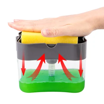

Soap Dispenser Pump with Sponge Manual Press Cleaning Liquid Dispenser Container Manual Press Soap Organizer Kitchen Tool