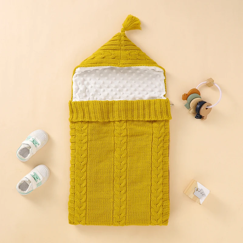 Baby Sleeping Bag Knitted Newborn Girls Boys Stroller Wrap Swaddle Super Soft Toddler Infant Sleep Sack Warm Gowns Solid 75*35CM