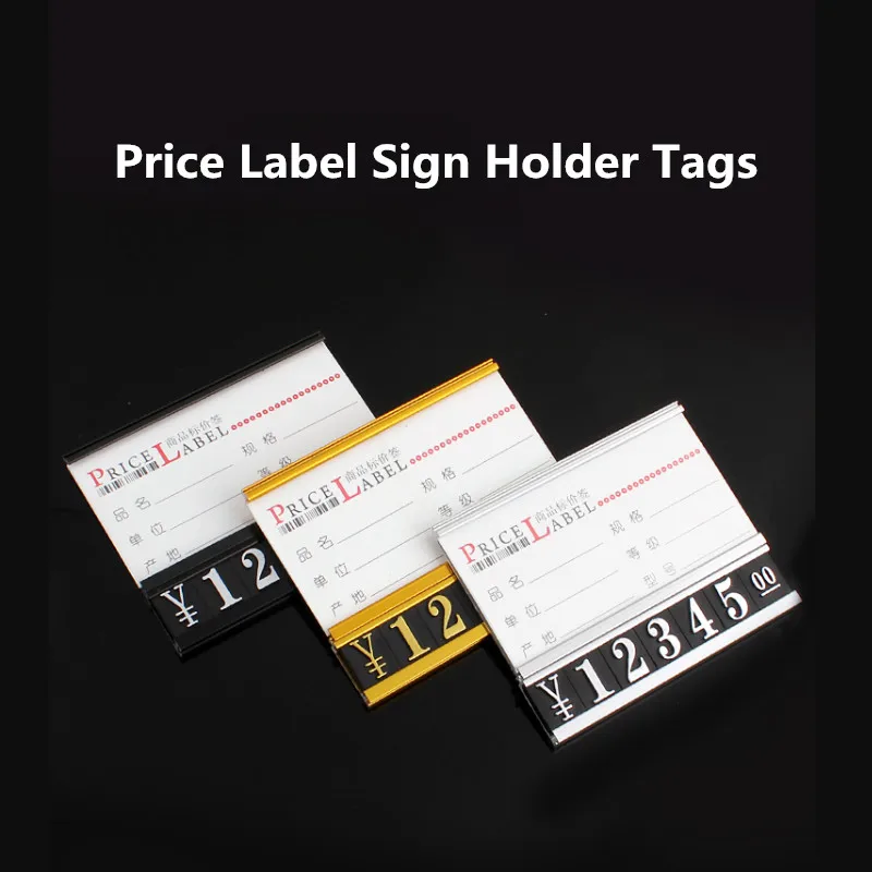 5 Pieces Adjustable Metal Shelf Stick Price Label Paper Card Holder Merchandise Sign Display Holder Tags