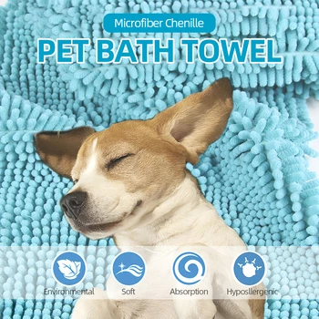 

New Pet Dog Towel Soft Drying Bath Pet Towel For Dog Cat Microfiber Chenille Super Absorbent Bathrobes Cleaning Necessary Supply