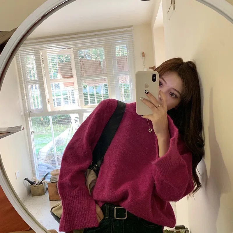 Mozuleva Fashion Women Soft Knit Loose Sweaters Casual Female O-neck Solid Pullovers Ladies Slim Tops Jumpers Autumn Winter